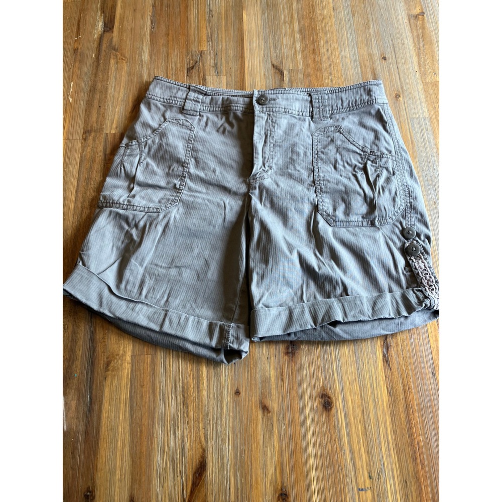 Tribal Lightweight cuffed short with lace detail womens grey size 4